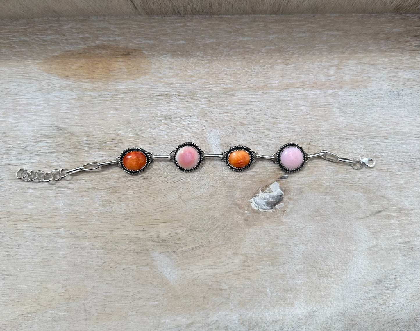 Orange Spiny and Queen Conch Link Bracelet