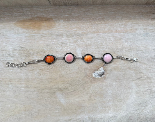 Orange Spiny and Queen Conch Link Bracelet