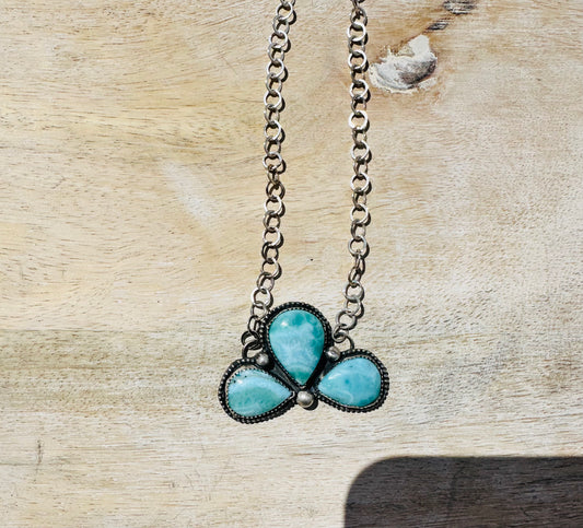 Larimar Half Cluster Necklace